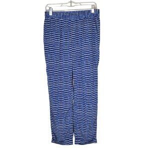 Chico's Pull on Pants Women 0 US 4 Elastic Waist Blue Cuffed Pockets Lightweight